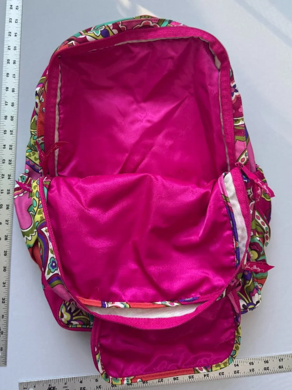 Vera Bradley Campus Backpack Retired Priscilla Pink Pattern Hot Pink Paisley - Picture 4 of 7